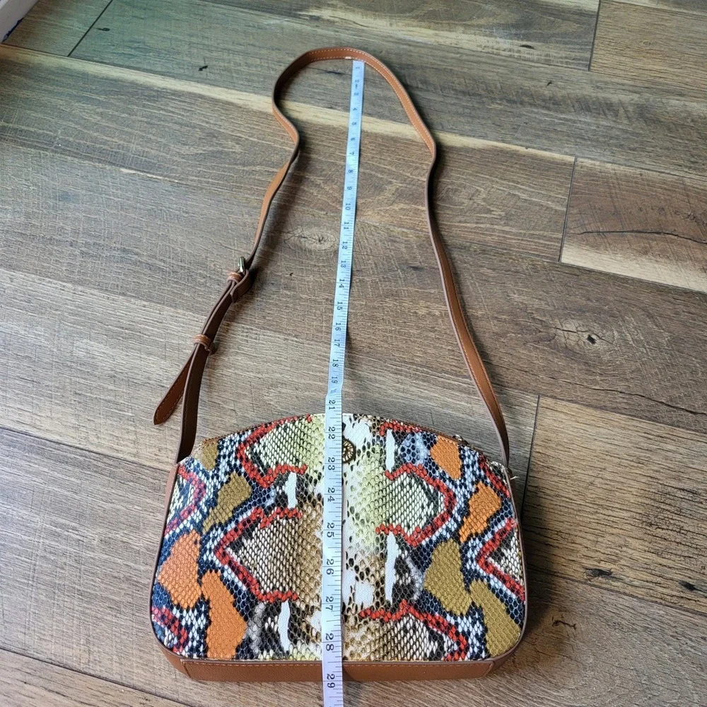 Anne Klein Multi Color Snakeskin Crossbody Bag Triple Compartment Brown Strap